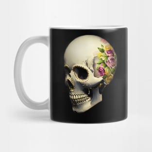 Black and White Rose Sugar Skull Mug